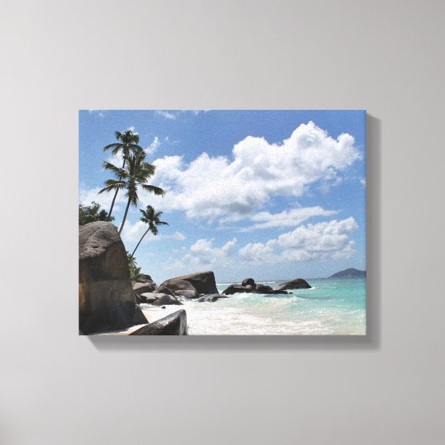 Lienzo Playa aislada en Seychelles (Anverso)
