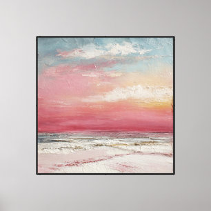 Lienzo Playa al atardecer con cielo y olas coloridos Abs