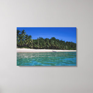 Lienzo Playa, balsa a lo lejos