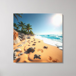 Lienzo Playa Chic de Concha Dorada Tropical