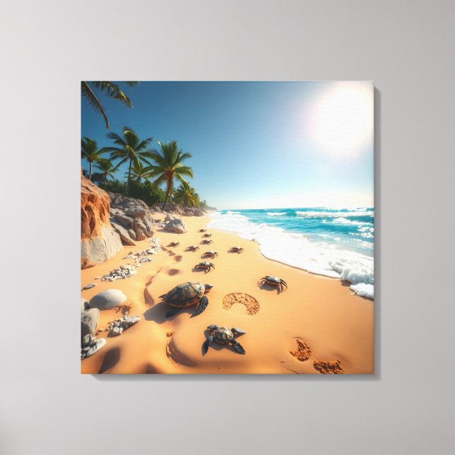 Lienzo Playa Chic de Concha Dorada Tropical (Anverso)