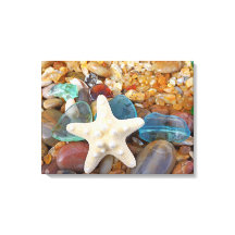 Playa Costera Blue Sea Glass Art Imprimir tela