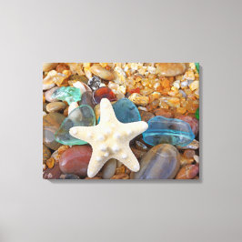 Lienzo Playa Costera Blue Sea Glass Art Imprimir tela