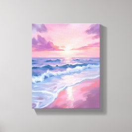 Lienzo Playa de Algodón de Azúcar | Pintura de Olas del O