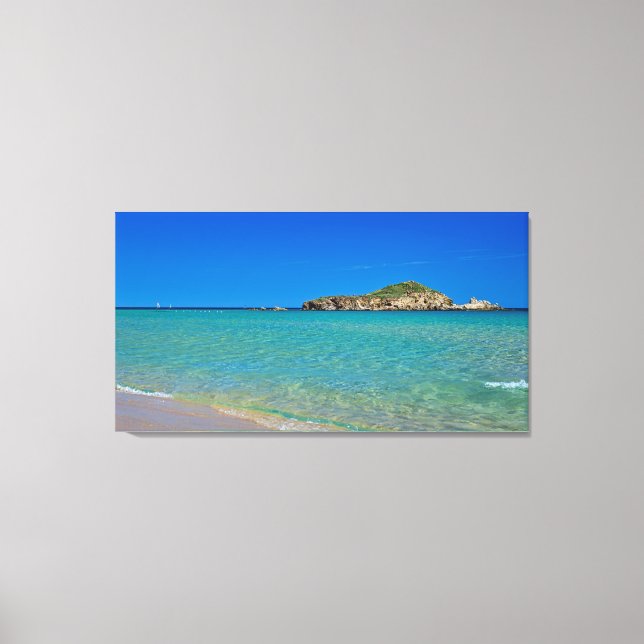 Lienzo Playa de arena dorada sarda con agua turquesa (Anverso)