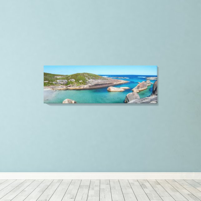 Lienzo Playa de paraíso aislada de las rocas elefantes Au (Insitu (piso de madera))