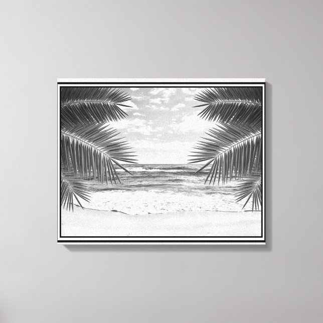 Lienzo Playa de tela Art-Tropical en B&W (Anverso)