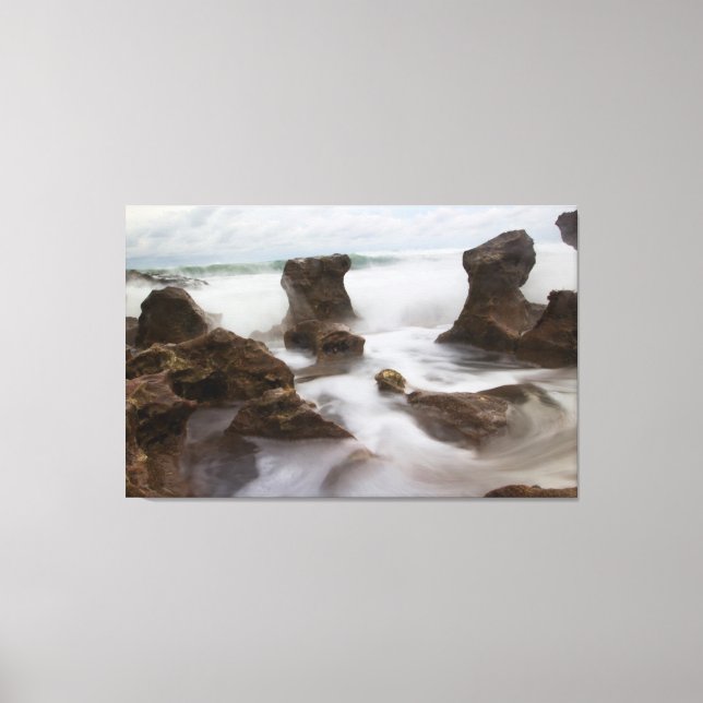 Lienzo Playa del Coral Cove Park y olas (Anverso)