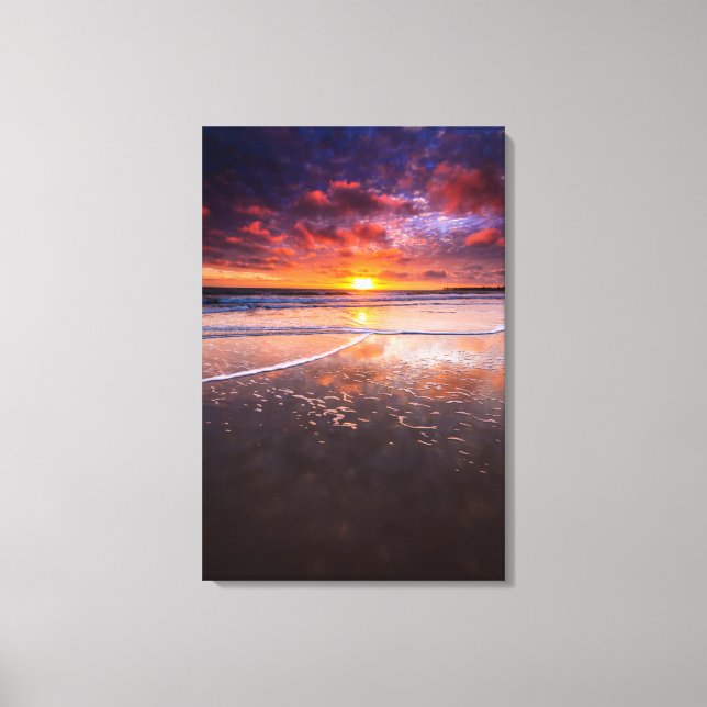 Lienzo Playa del Estado de Ventura al Atardecer (Anverso)