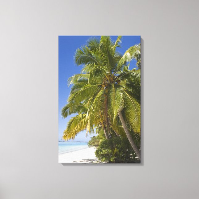 Lienzo Playa en la isla de One Foot, Aitutaki, Islas Cook (Anverso)