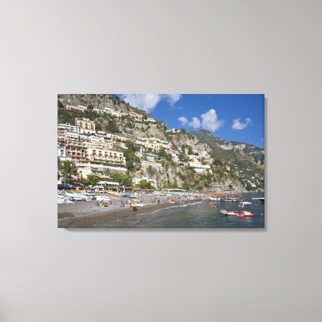 Lienzo Playa en Positano, Campania, Italia (Anverso)