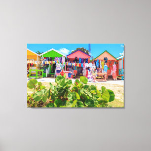 Lienzo Playa larga de madera coloreada multi de la bahía