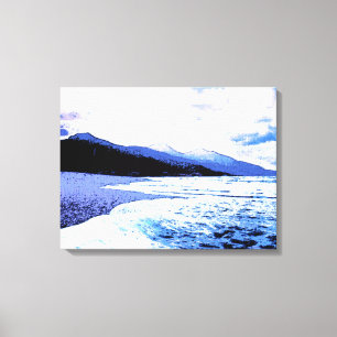 Lienzo Playa luminosa en tonos azules