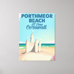Lienzo Playa Porthmeor, St Ives, afiche de viaje de Cornw