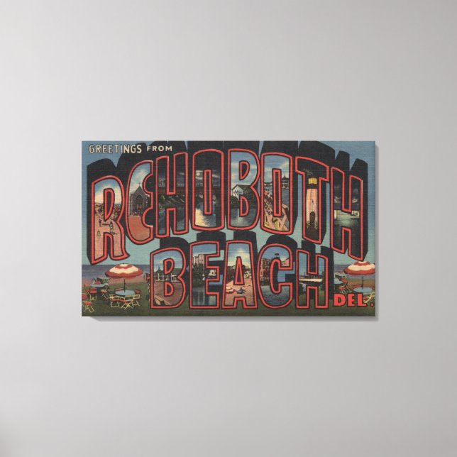 Lienzo Playa Rehoboth, Delaware - Escenas de letras grand (Anverso)