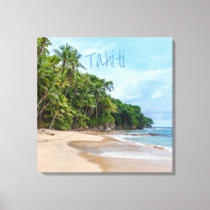 Lienzo Playa Tahiti Sand Blue Sky Palm Trees