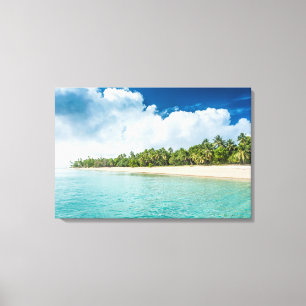 Lienzo Playa Tropical Con Palmeras