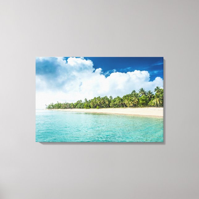 Lienzo Playa Tropical Con Palmeras (Anverso)