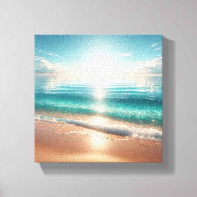 Lienzo Playa Tropical Radiante con Turquesa Brillante  (Anverso)