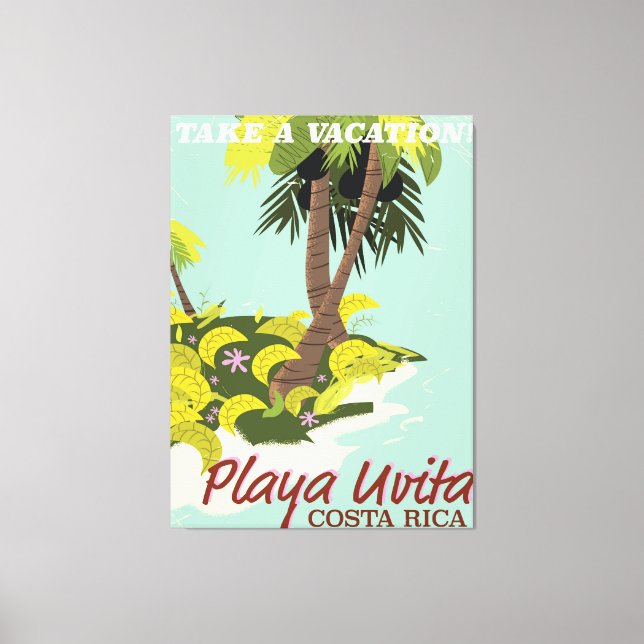 Lienzo Playa Uvita, afiche de viajes en la playa de Costa (Anverso)