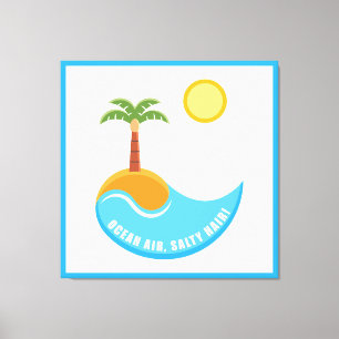 Lienzo Playa Vibrante Y Ilustracion Ocean Air Palm Tree