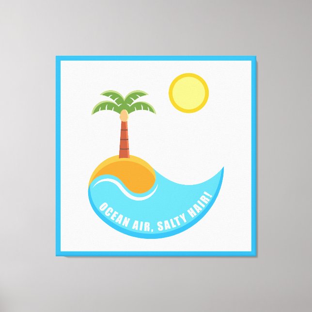 Lienzo Playa Vibrante Y Ilustracion Ocean Air Palm Tree (Anverso)