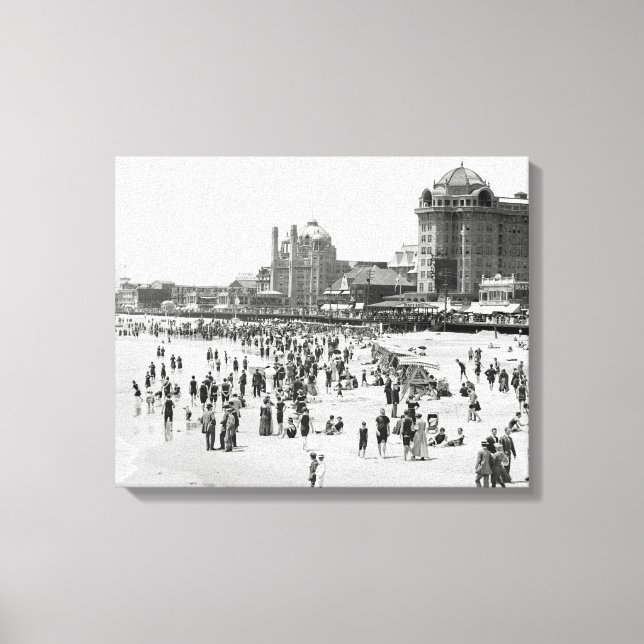 Lienzo Playa y paseo marítimo de Atlantic City, 1910 (Anverso)