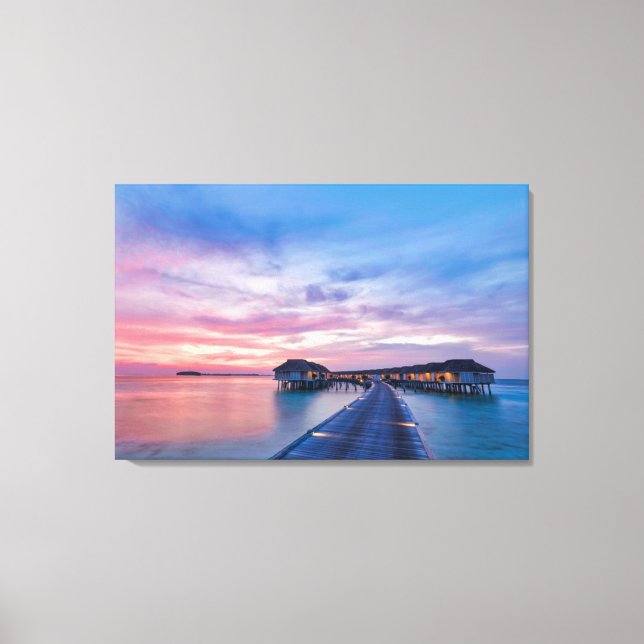 Lienzo Playas tropicales | Bungalows Maldivas (Anverso)
