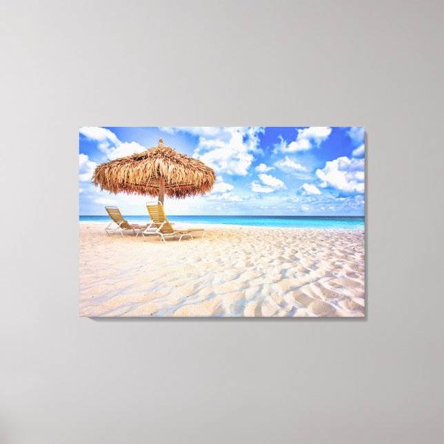 Lienzo Playas tropicales | Playa de arena de Aruba (Anverso)