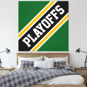 Lienzo PLAYOFFS Fun Athletic Green Black Yellow Strips