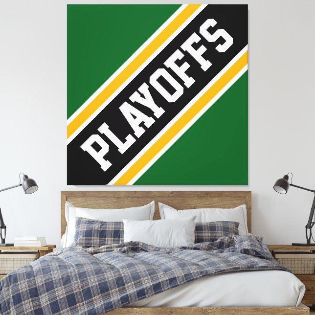 Lienzo PLAYOFFS Fun Athletic Green Black Yellow Strips (Insitu(Dormitorio))