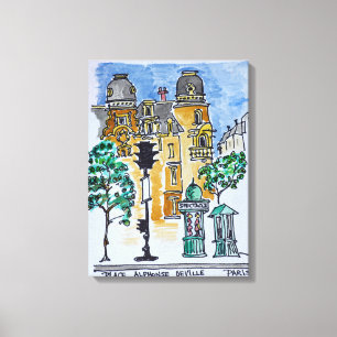 Lienzo Plaza Alphonse Deville París, Francia