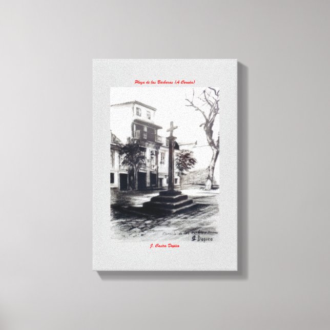 Lienzo Plaza de las Bárbaras (A Coruña) (Anverso)