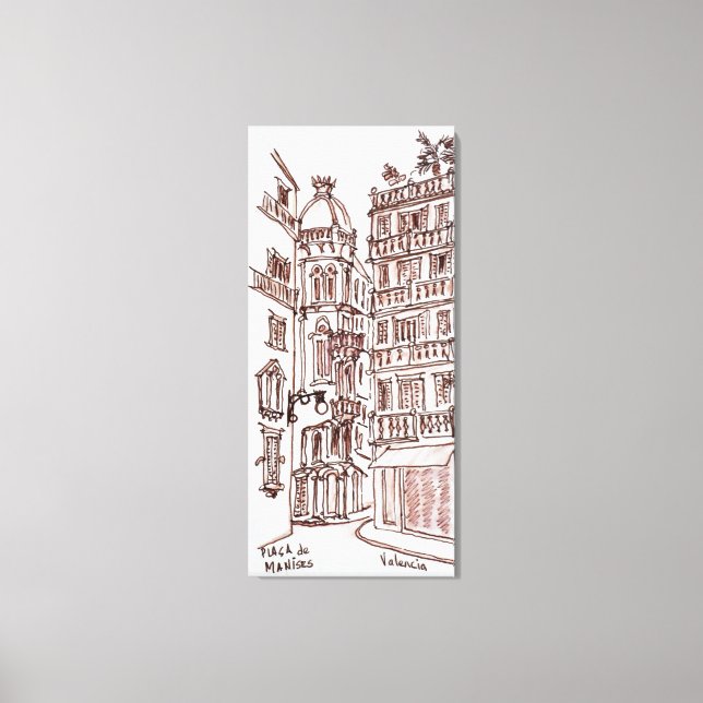 Lienzo Plaza de Manises en el casco antiguo | Valencia, E (Anverso)