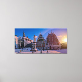 Lienzo Plaza del ayuntamiento de Riga en invierno