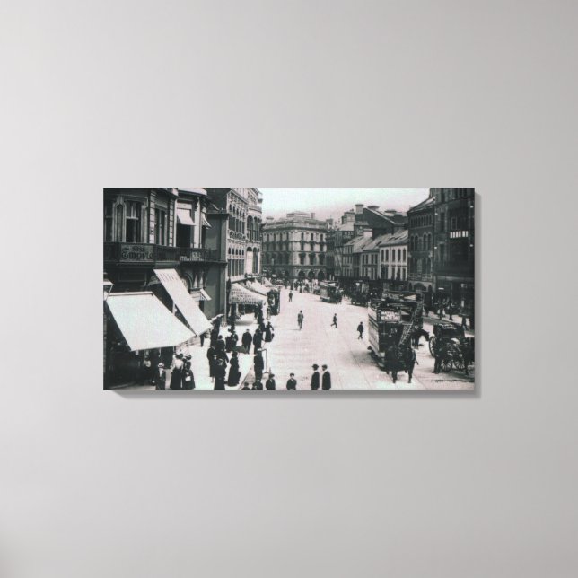 Lienzo Plaza del castillo, Belfast, c.1902 (Anverso)
