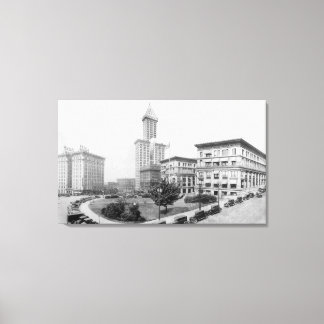 Lienzo Plaza del tribunal y Torre Smith en Seattle