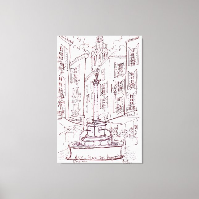 Lienzo Plaza Des Augustine | Aix en Provenza, Francia (Anverso)