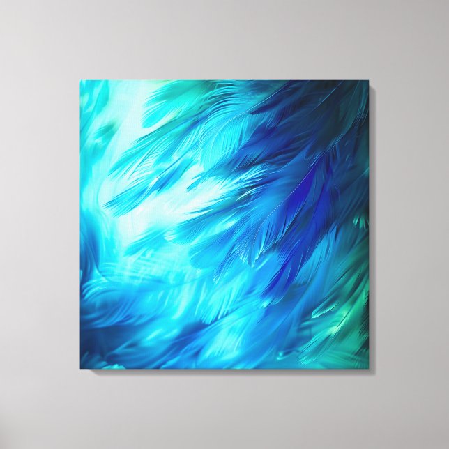 Lienzo Pluma abstracta verde azul (Anverso)