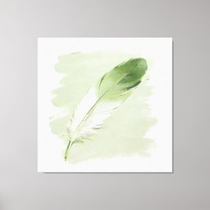 Lienzo Pluma de pintura al óleo 3D minimalista verde