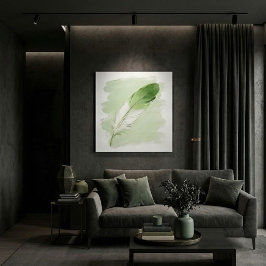 Lienzo Pluma de pintura al óleo 3D minimalista verde
