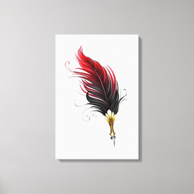 Lienzo Pluma de plumas rojas con nido de oro (Anverso)