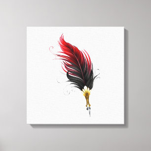 Lienzo Pluma de plumas rojas con nido de oro