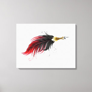 Lienzo Pluma de plumas rojas con nido de oro