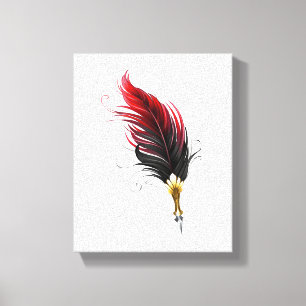 Lienzo Pluma de plumas rojas con nido de oro