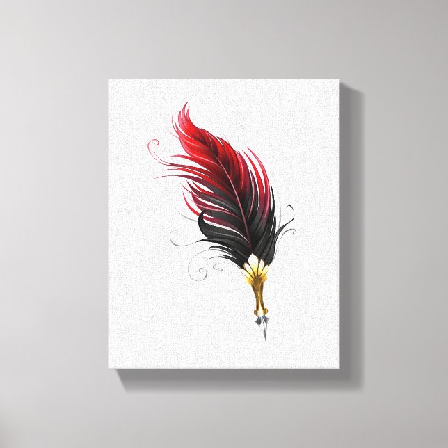 Lienzo Pluma de plumas rojas con nido de oro (Anverso)