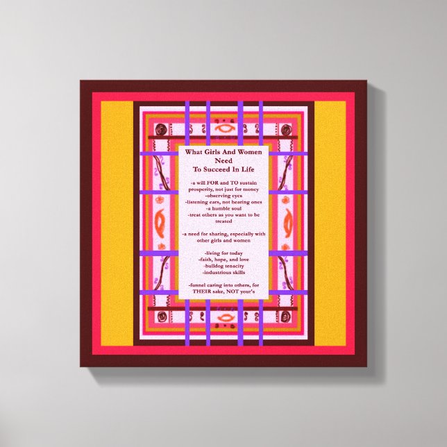 Lienzo Poder chica Lo que las Chicas necesitan para que e (Anverso)