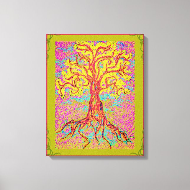 Lienzo Poderoso árbol colorido (Anverso)