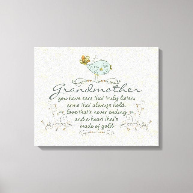 Lienzo Poema de abuela con pájaros (Anverso)