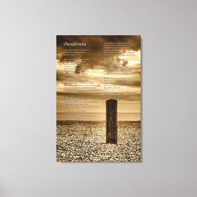 Lienzo Poema de Desiderata - Tengo tiempo (Anverso)